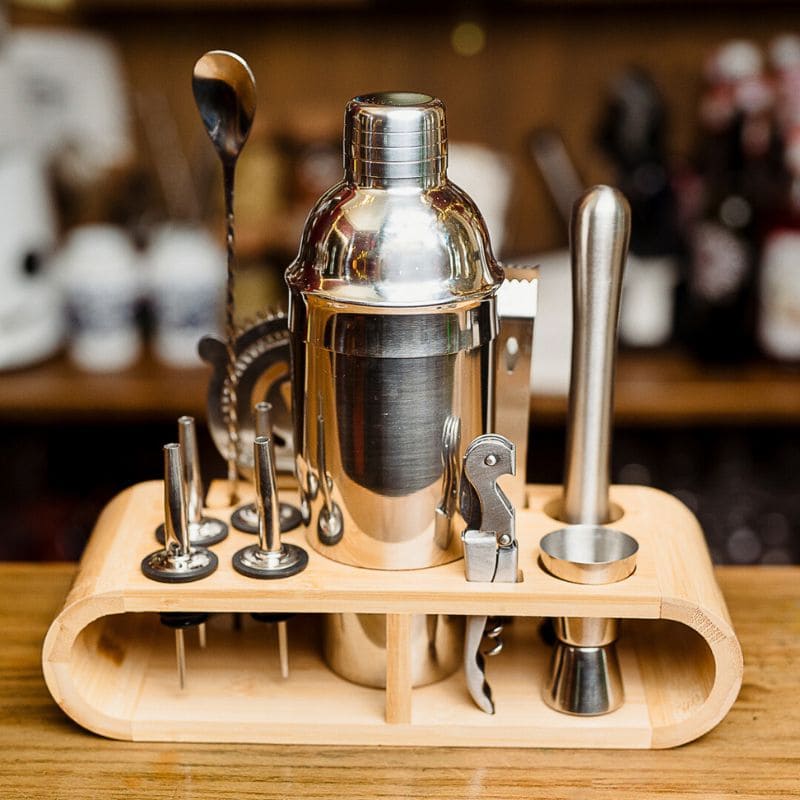 set regalo shaker per cocktail in argento barista