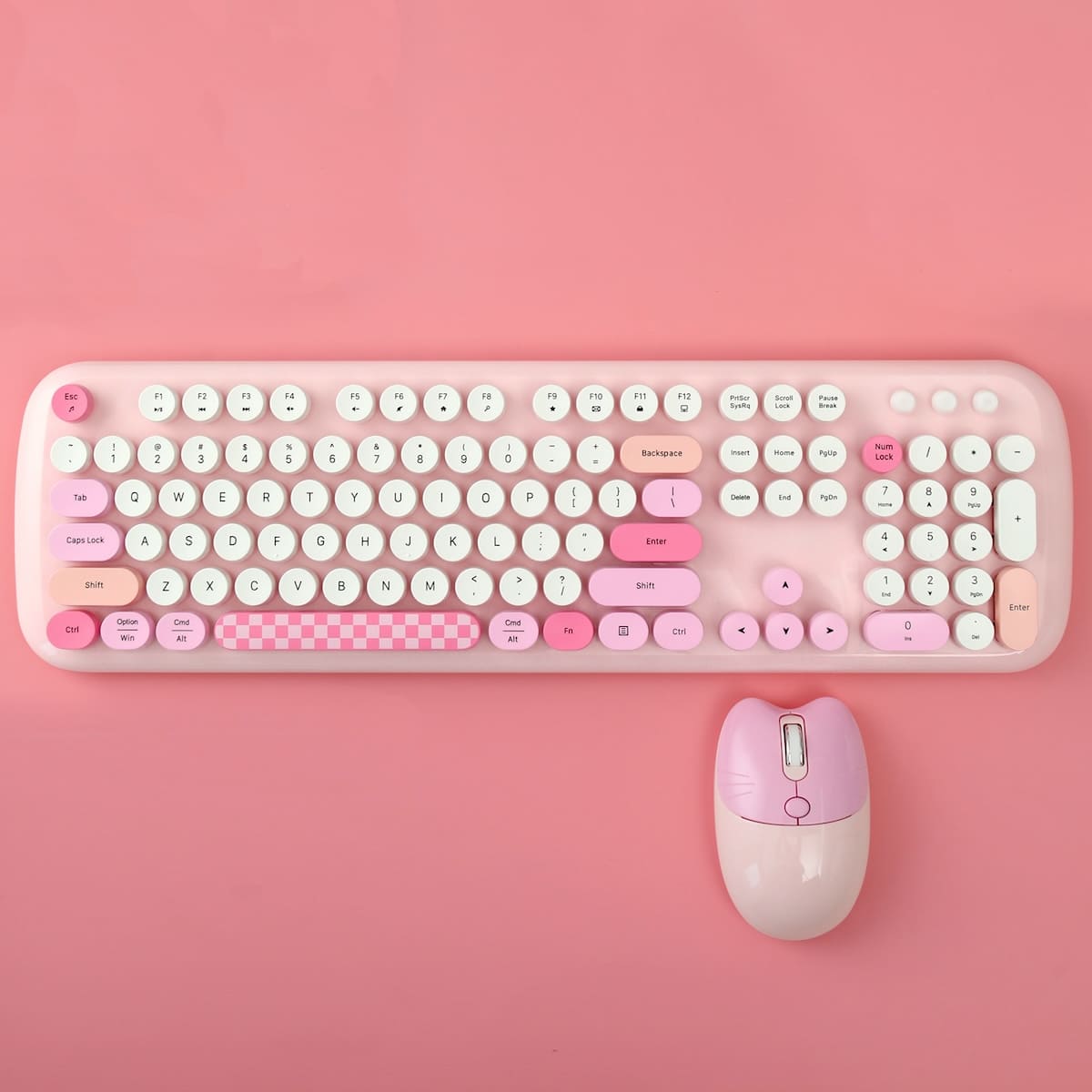 Tastiera e mouse wireless rosa per bambina