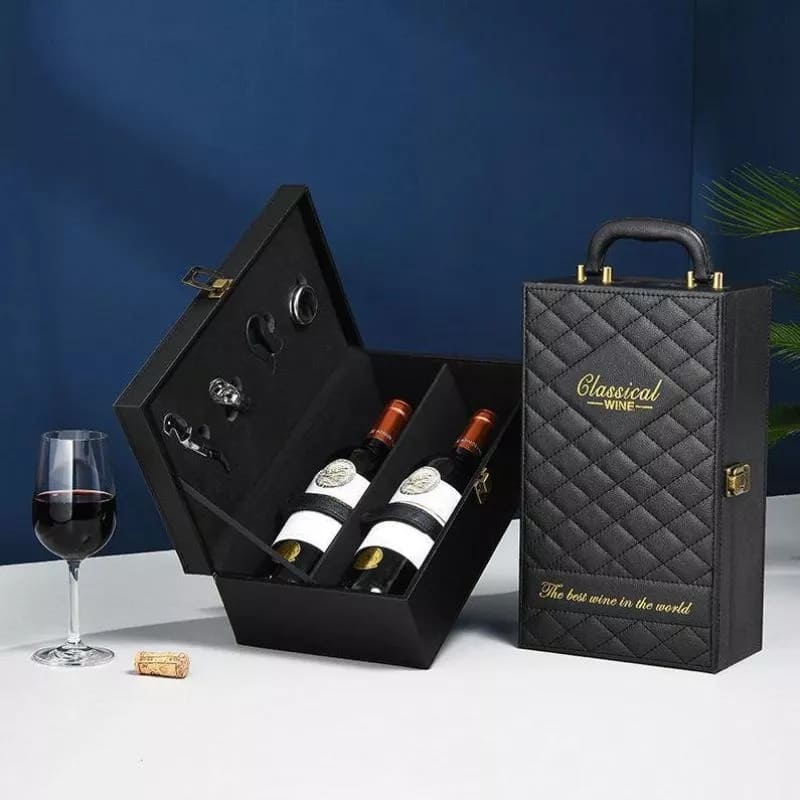 custodie per vino scatola per vino in pelle deluxe come set regalo per uomo