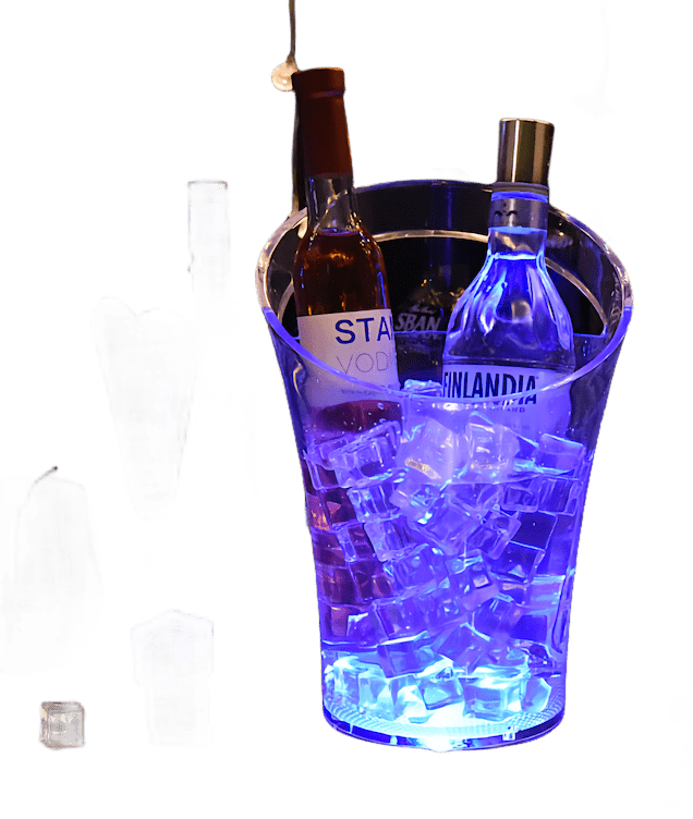 secchio di raffreddamento per ghiaccio alcol vodka vino champagne secchio illuminato a colori a led