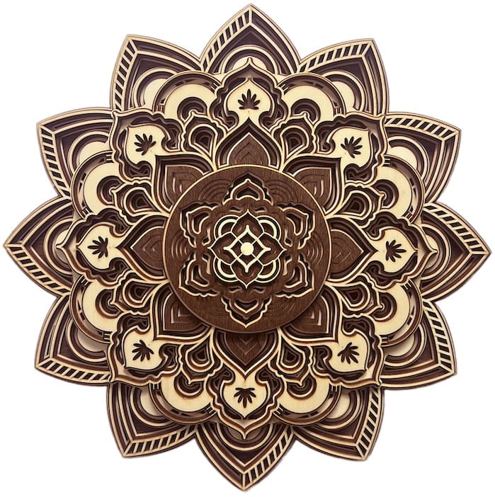 Mandala rosa sul muro in legno 3d arazzo fatto a mano