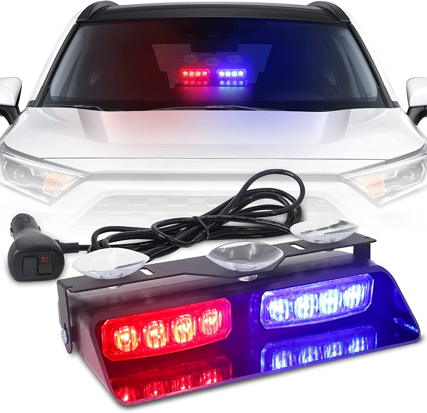 16LED luci della polizia 18 modello di auto LED lampada stroboscopica rosso/ blu lampada di segnale Flash Dash emergenza lampeggiante parabrezza spia  12V - AliExpress