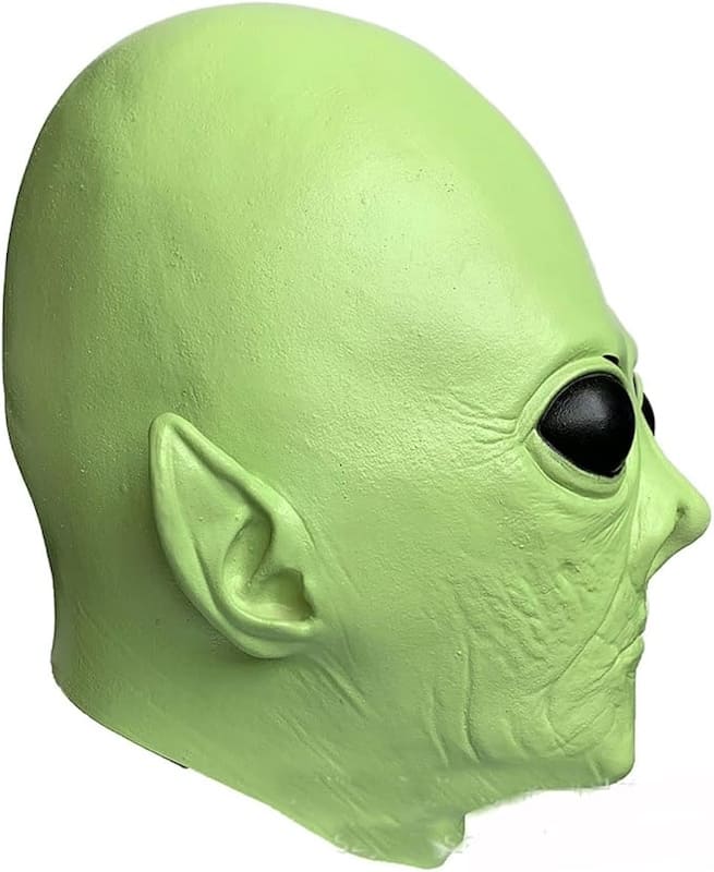 maschera viso alieno verde ufo costume testa spaventosa