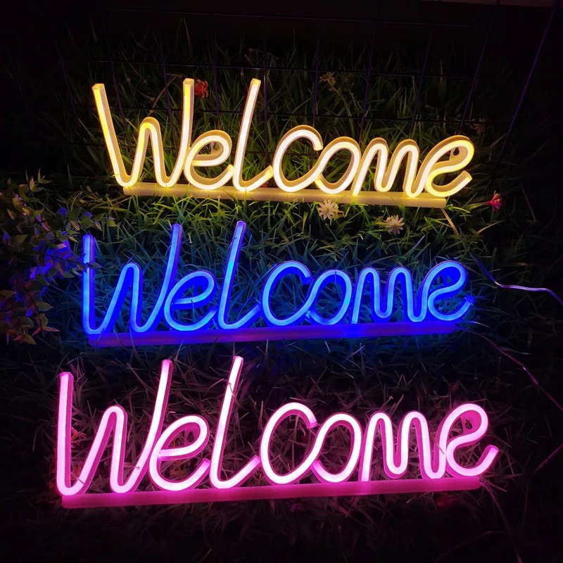 Welcome - Insegna pubblicitaria luminosa al neon a LED