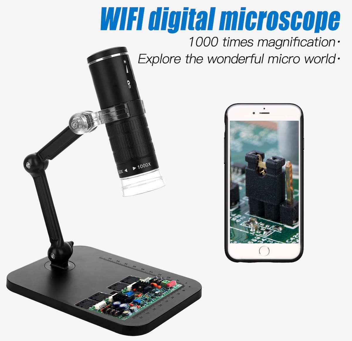 microscopio con wifi e illuminazione a LED per smartphone cellulare