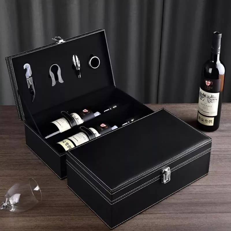 set di accessori per il vino confezione regalo in pelle cesti di lusso