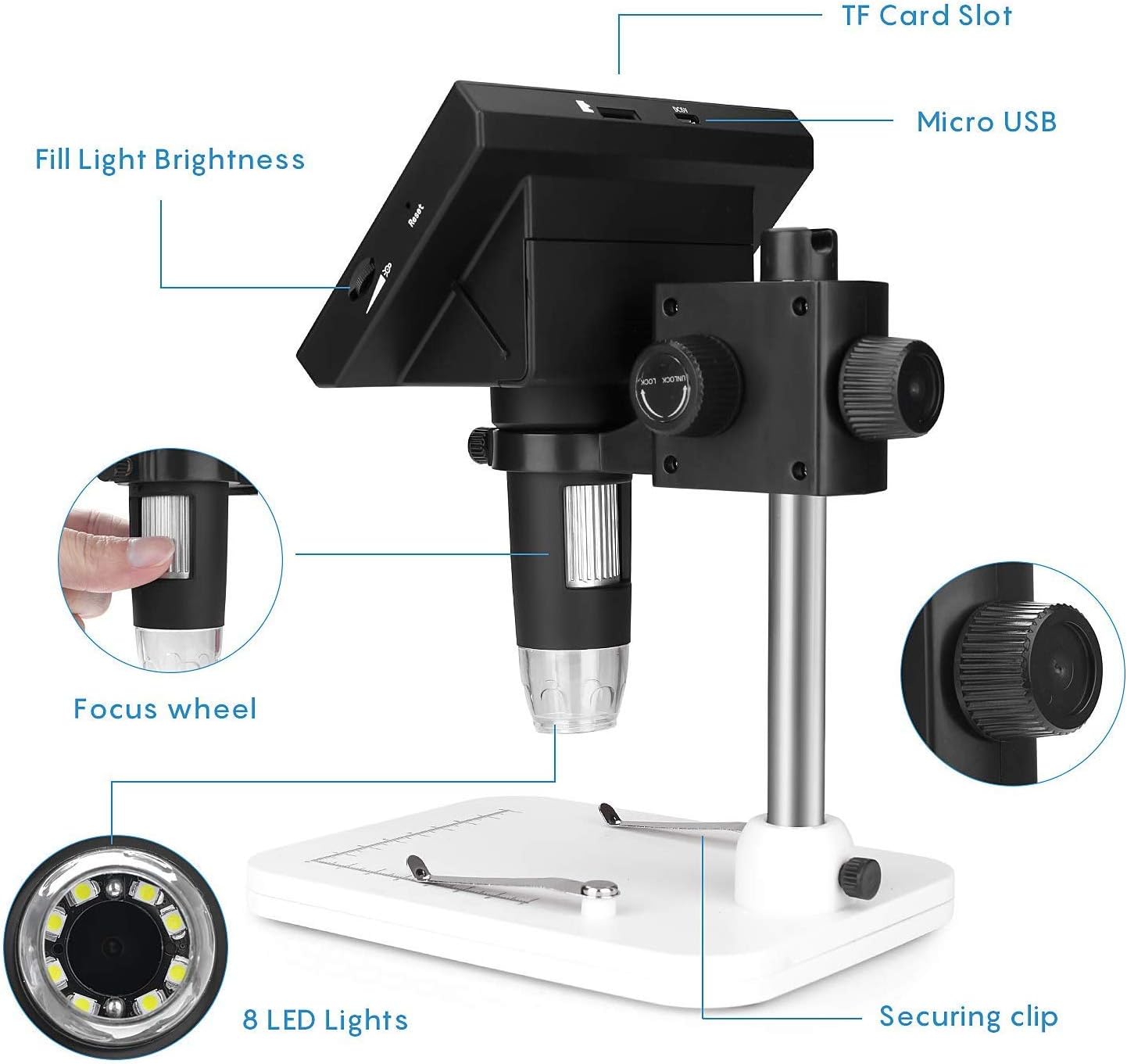 microscopi digitali per pc computer con led