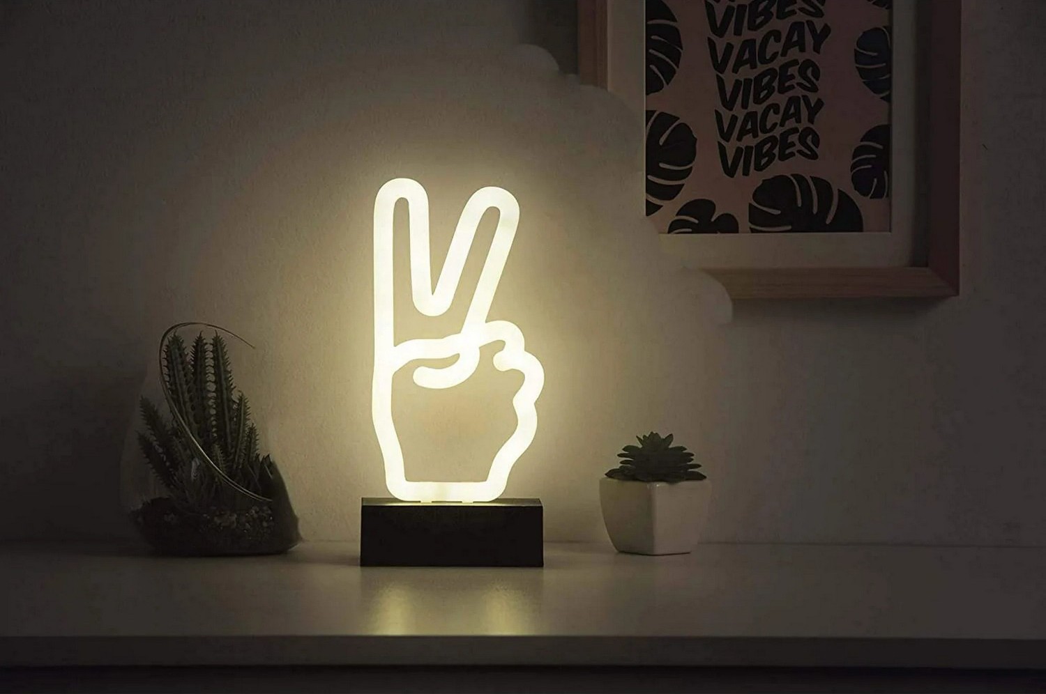 Logo luminoso al neon - simbolo di pace