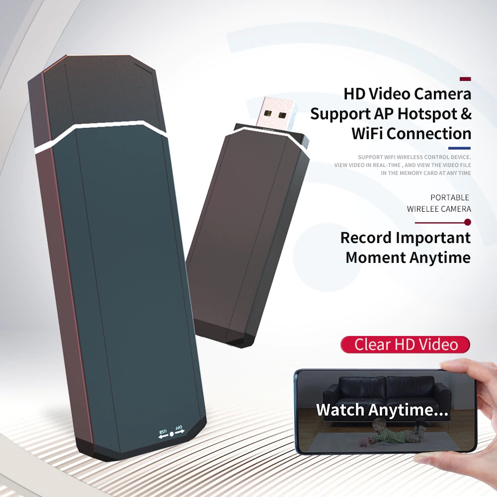 Chiavetta USB Telecamera FULL HD con supporto Wifi P2P + motion detection +  supporto micro SD fino a 128GB