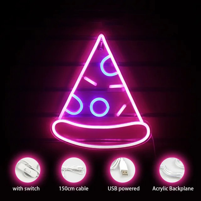 insegna luminosa pubblicitaria a led per pizza sul logo del muro