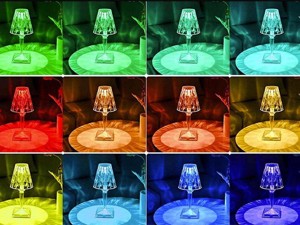 lampada da tavolo in vetro cristallo illuminazione led colorata lampada notturna rgb