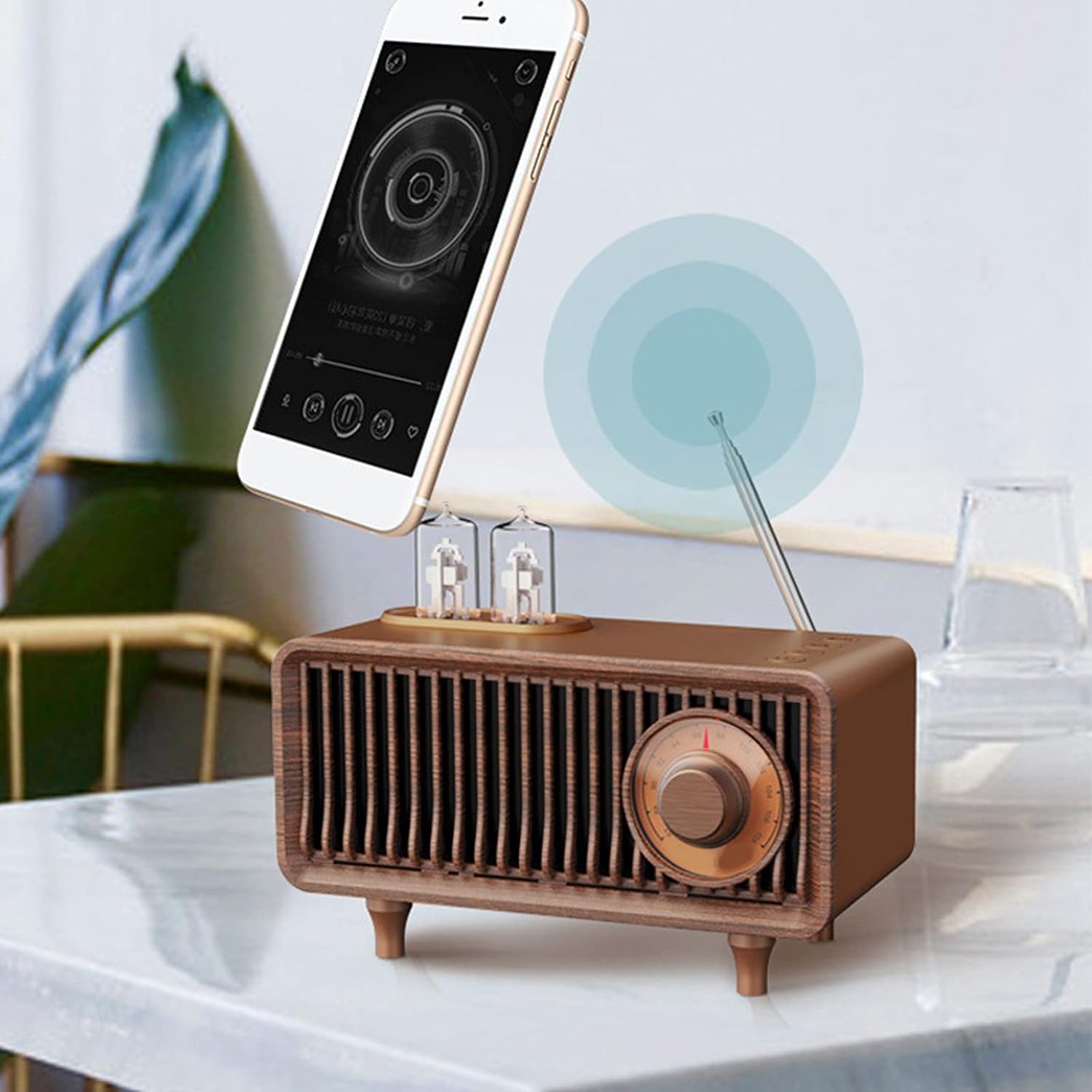 Radio altoparlante Bluetooth vintage in legno stile retrò
