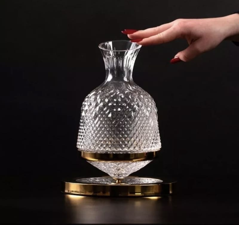 Decanter per vino in oro/argento, caraffa rotante di lusso rossa per gli amanti del vino