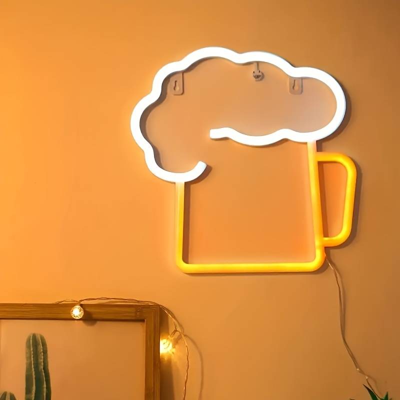 Insegna LED illuminata a parete, neon sospeso - birra