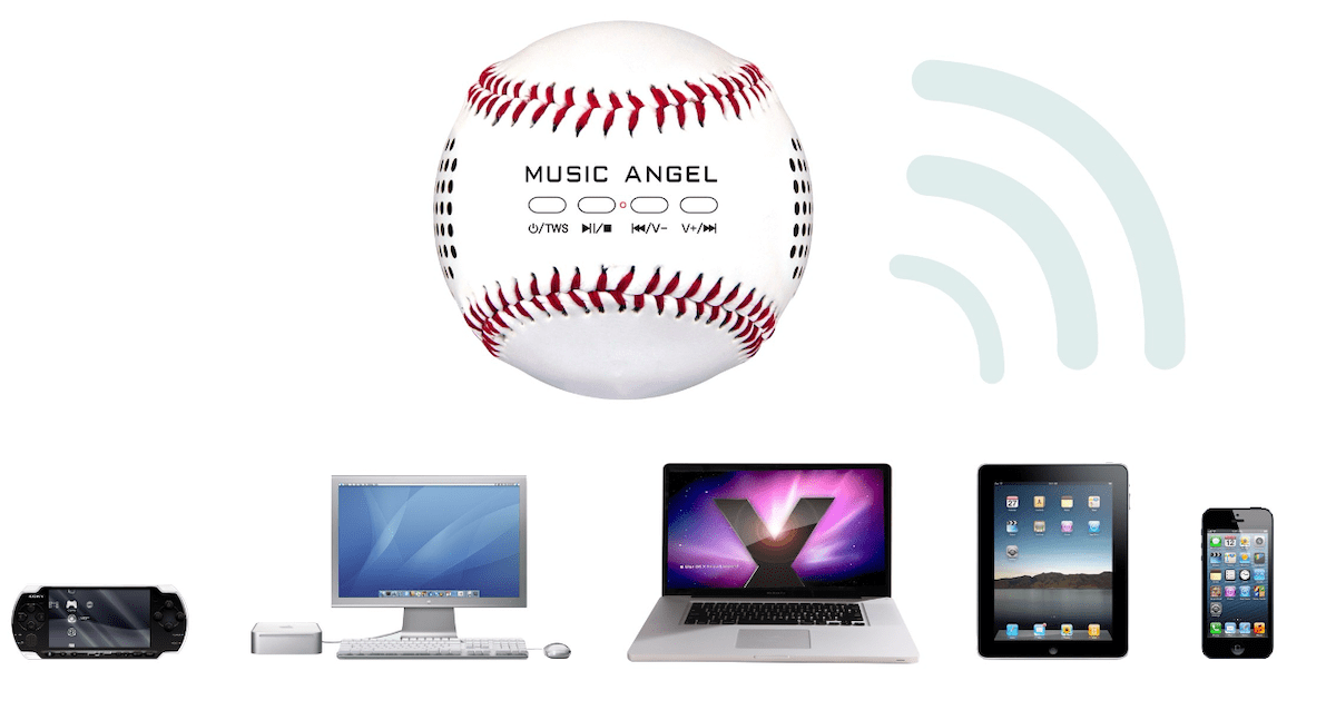 altoparlante bluetooth wireless con palla da baseball