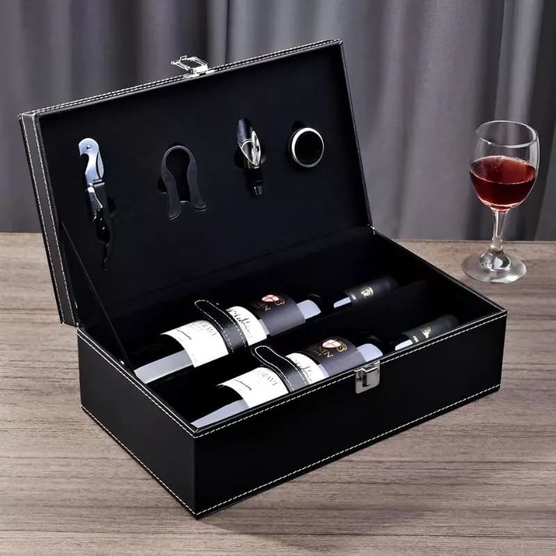 scatola set vino regalo pelle set cestini di lusso