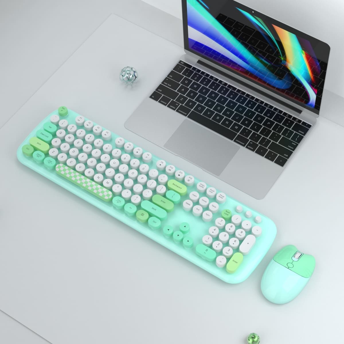 Set di tastiera wireless con mouse, colore verde