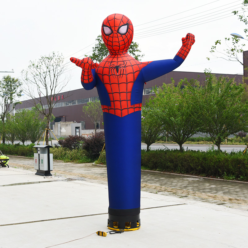 Figura di Spiderman con palloncino e ventilatore, ballerino dell'aria, palloncino che balla