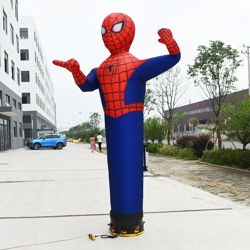 spiderman pubblicità ragno personaggio figurina danzante gonfiabile uomo ragazzo