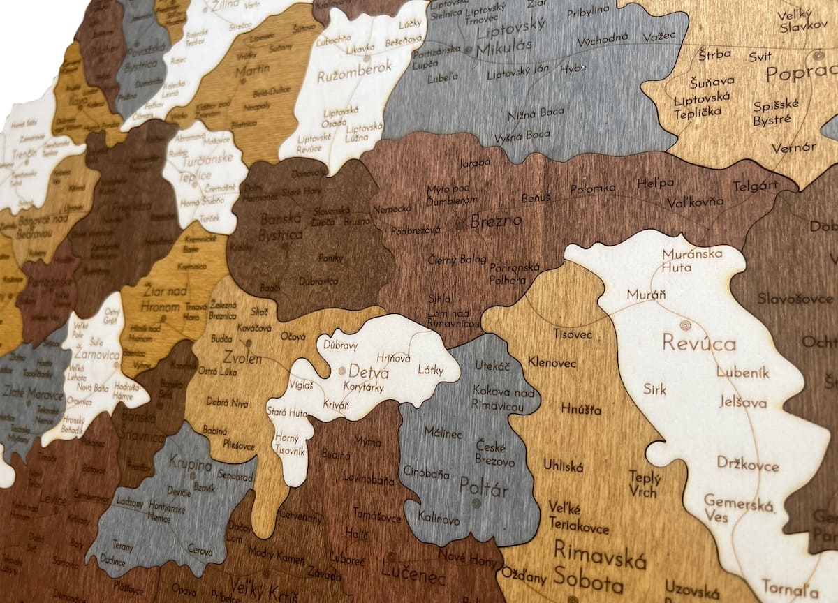 mappa delle città della slovacchia slovacchia muro di legno 3d 2d